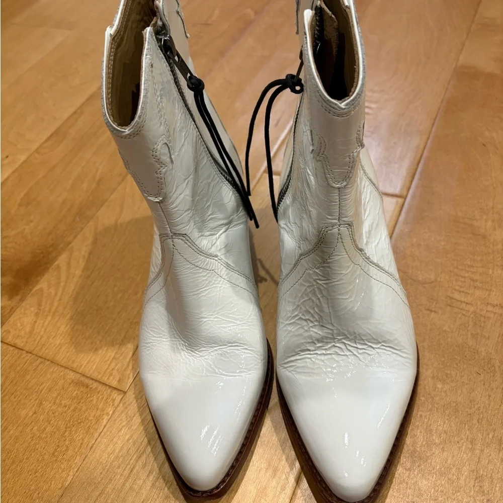 Free People New Frontier Western ankle boot bootie cowgirl white 37 7